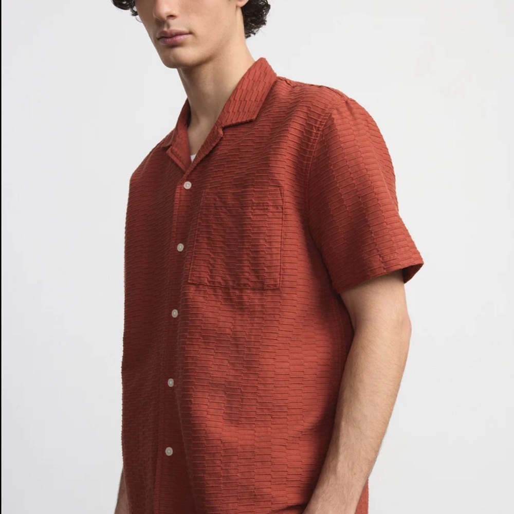 NWT Frank & Oak Textured Camp Shirt SZ S/P retail$89.50